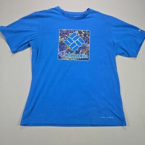 Columbia Omni Shade Blue Graphic Logo T Shirt Mens M